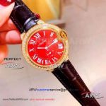 Perfect Replica Ballon Bleu de Cartier Watch - Gold Case Red Face